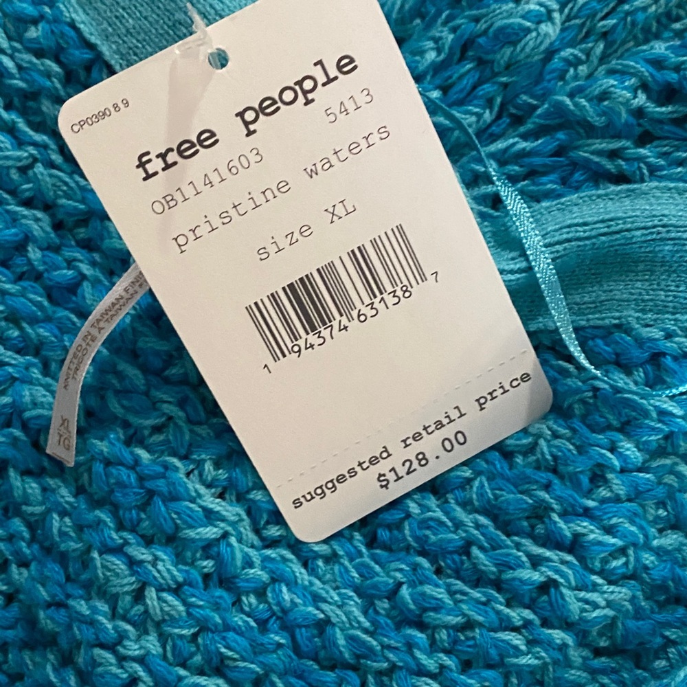 Final Sale! Free People Coconut V-neck Sweater - Pristine Blue Size XL - Picture 7 of 9